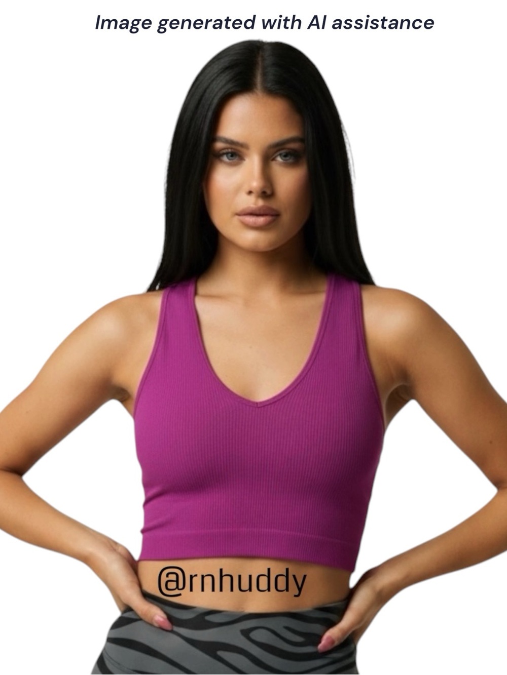 Zenana L/XL fuchsia seamless cropped tank
